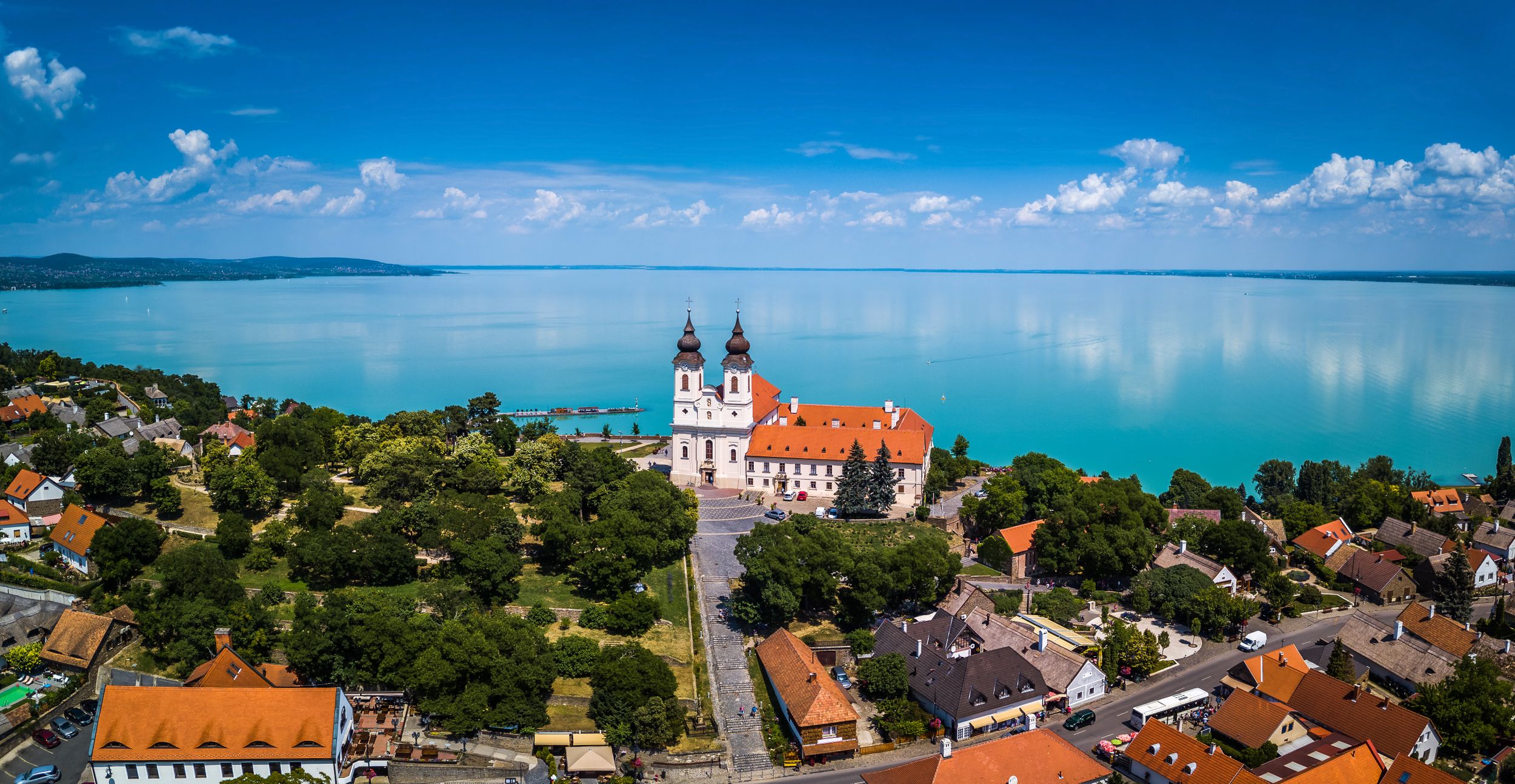 Tihany, Hungary - Aerial panoramic view of the famous Benedictine Mona
