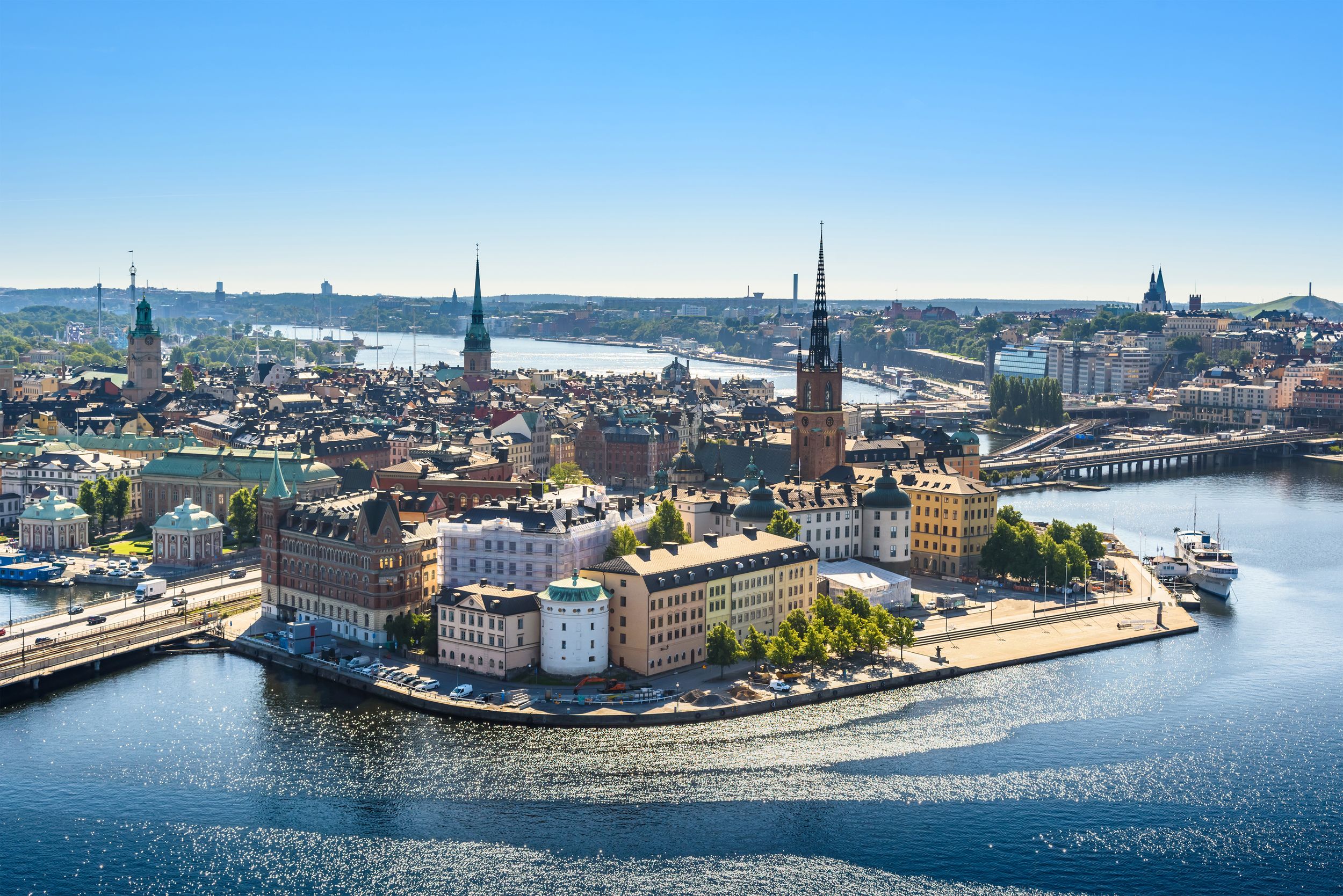 Scenic view of the Old Town or Gamla Stan in Stockholm, Sweden
