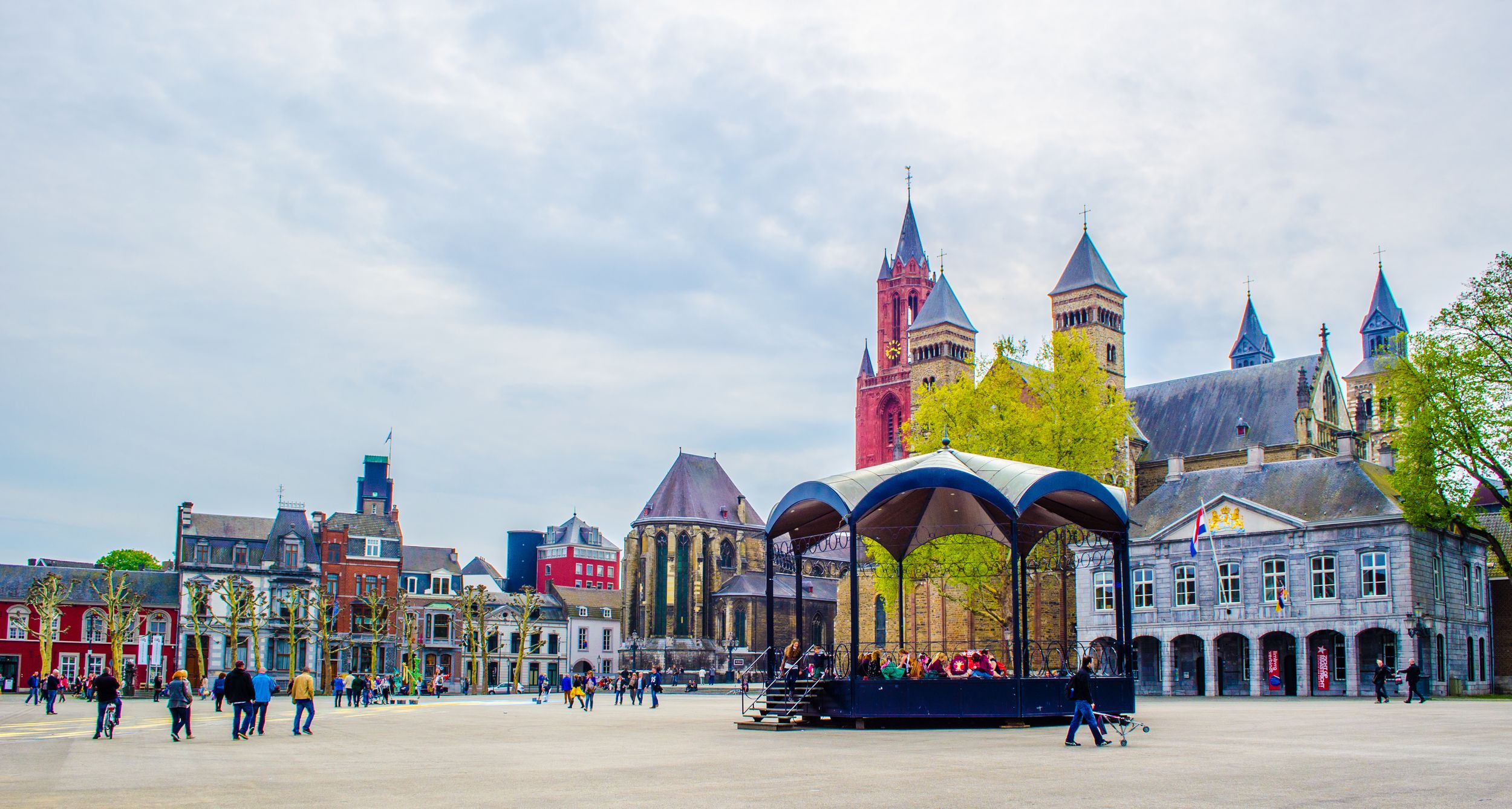 MAASTRICHT, NETHERLANDS, APRIL 12, 2014: View over vrijthof - historic