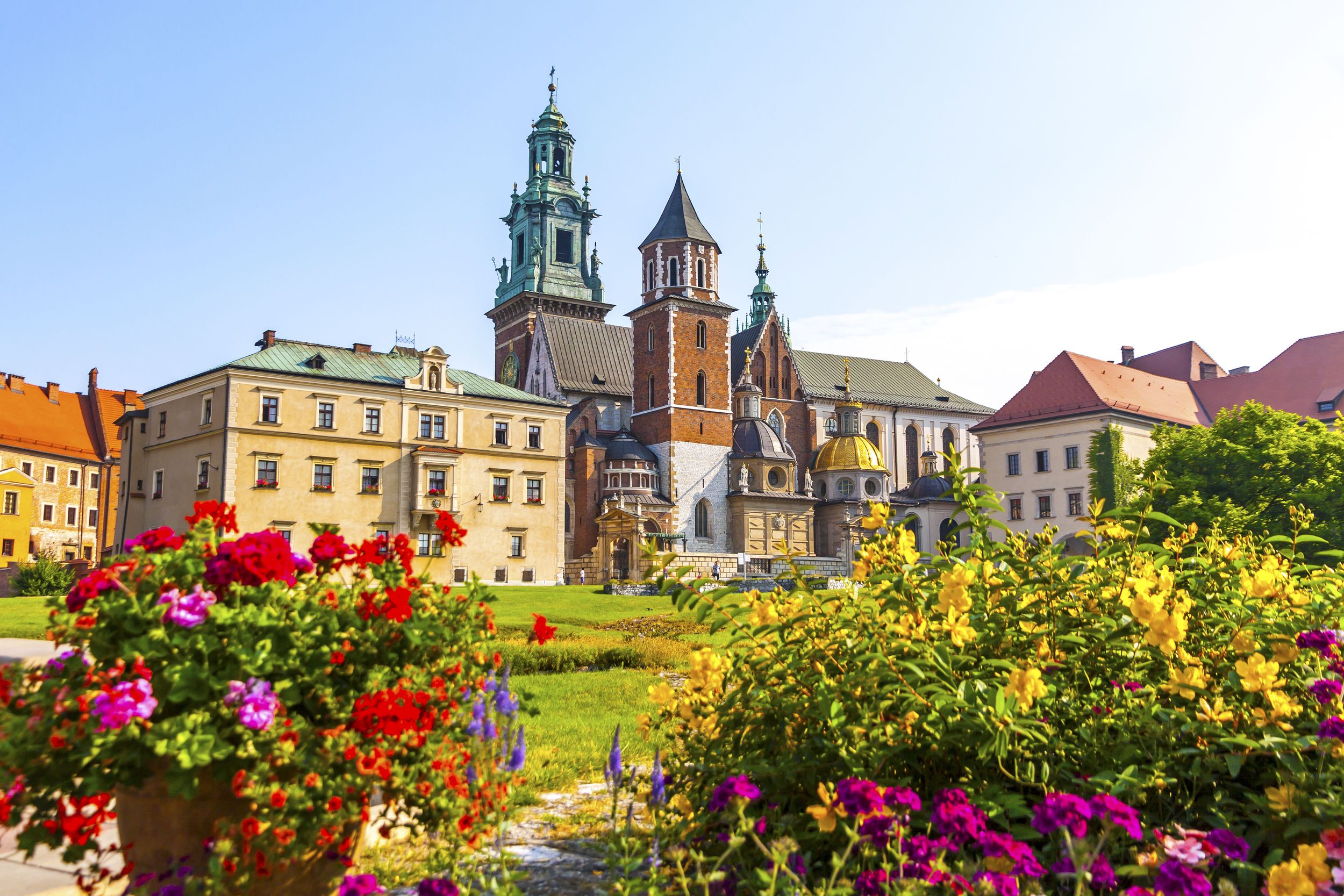 Summer view of Wawel Royal Castle complex in Krakow, Poland. It is the