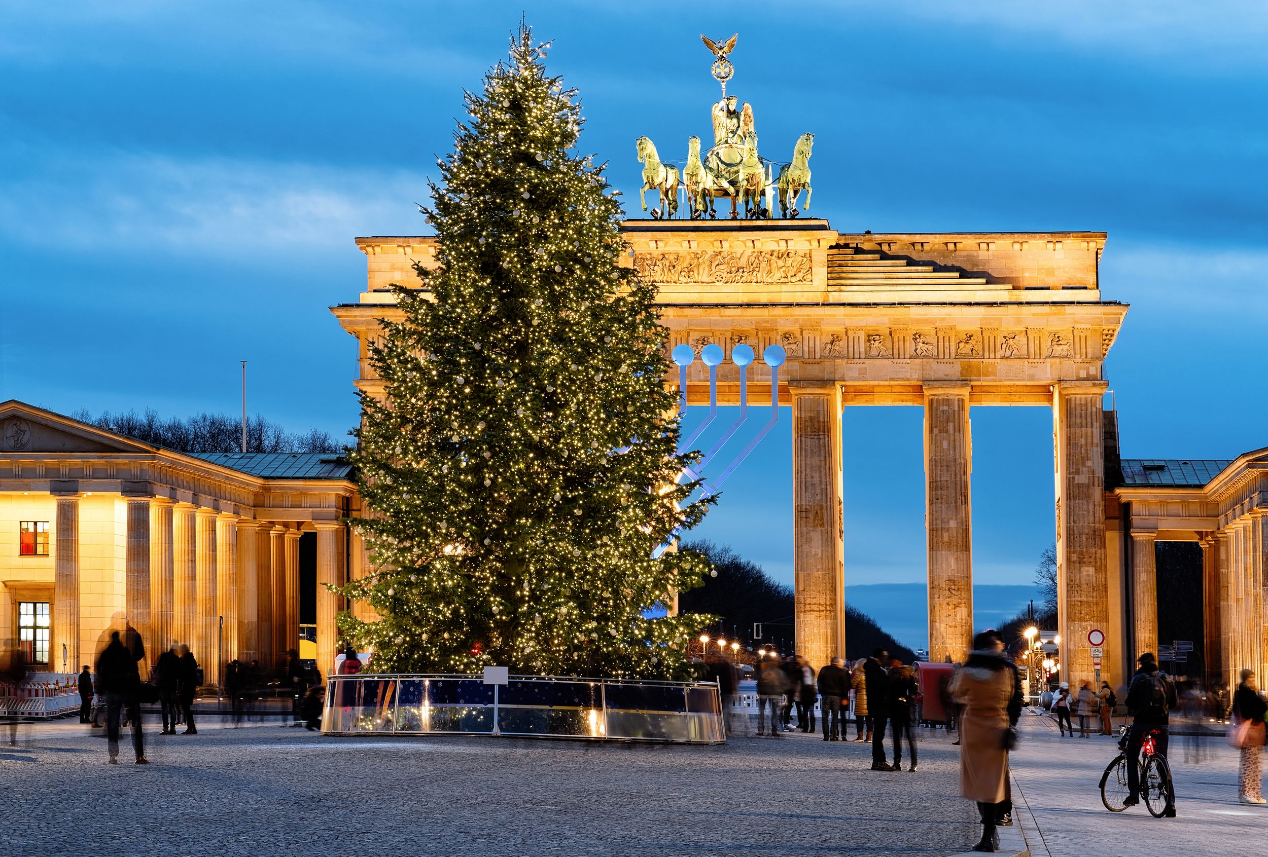 Brandenburg Gate Building in Berlin, Germany. Illuminated at night