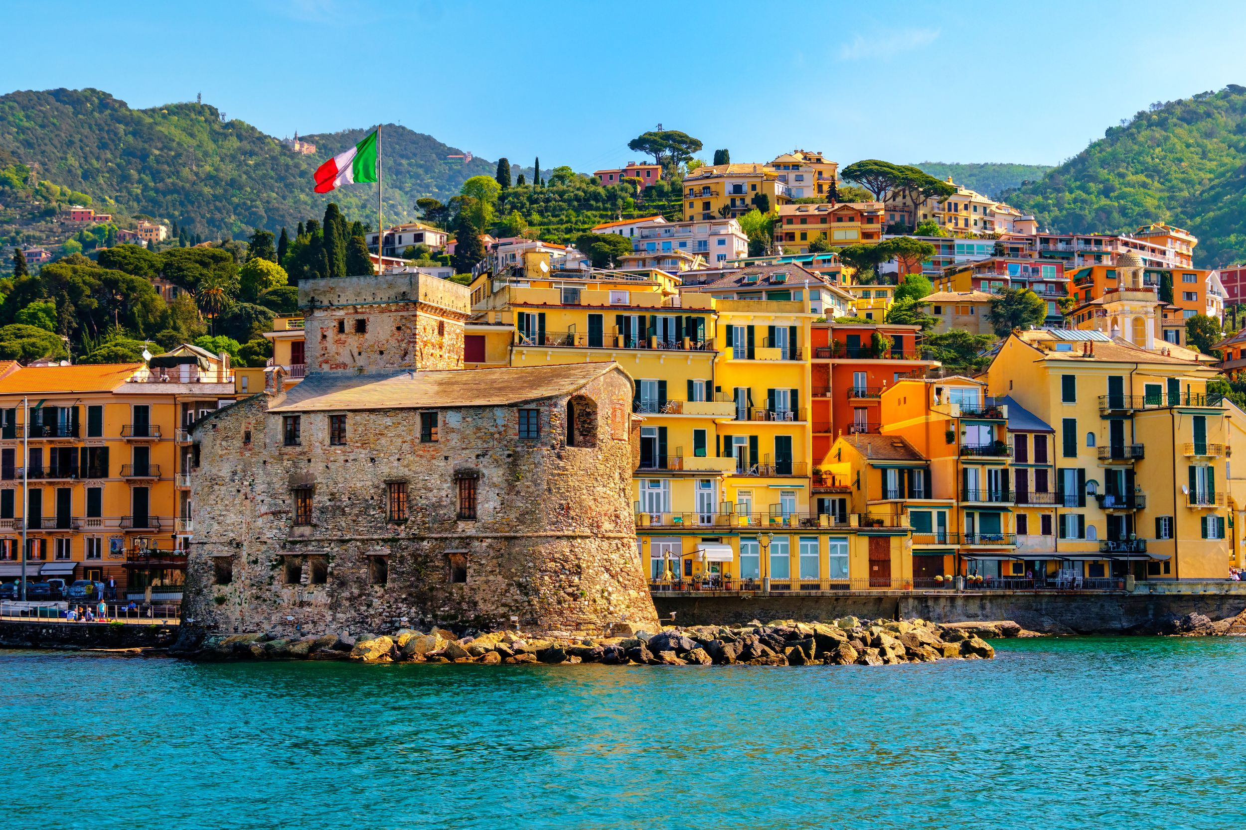 italian castle by the sea Castello di Rapallo in the italian riviera P