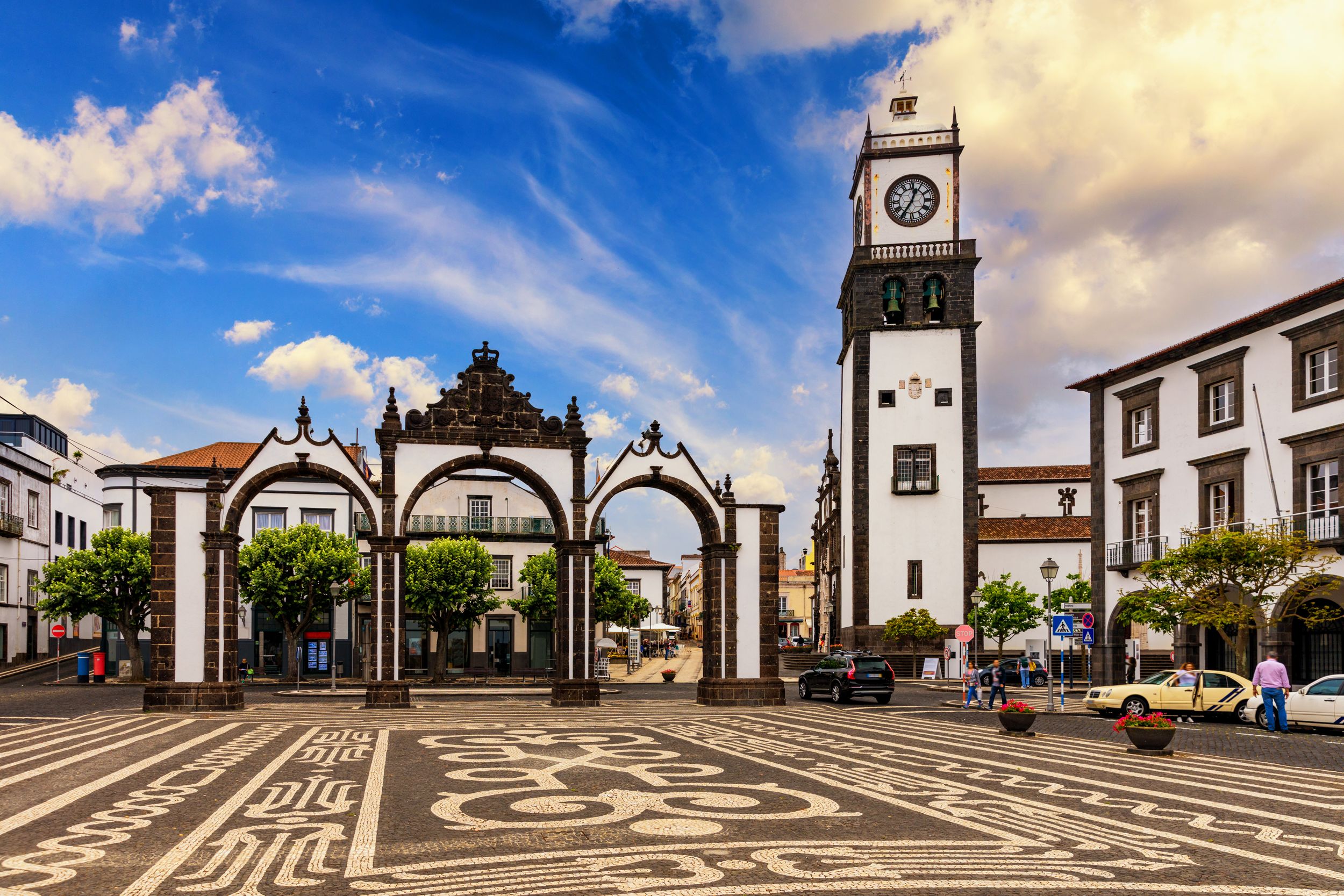 Portas da Cidade, the city symbol of Ponta Delgada in Sao Miguel Islan