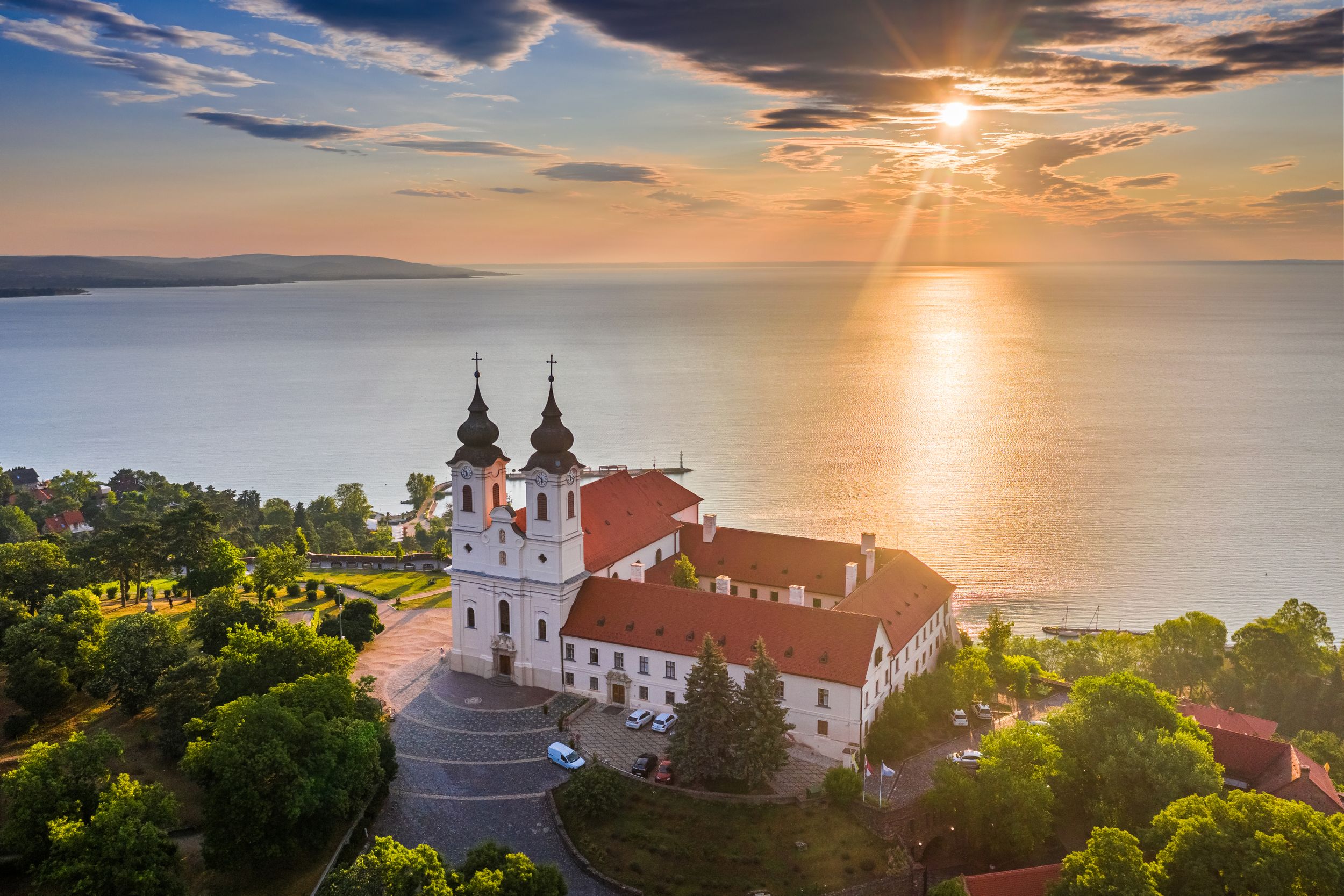 Tihany, Hungary - Aerial skyline view of the famous Benedictine Monast