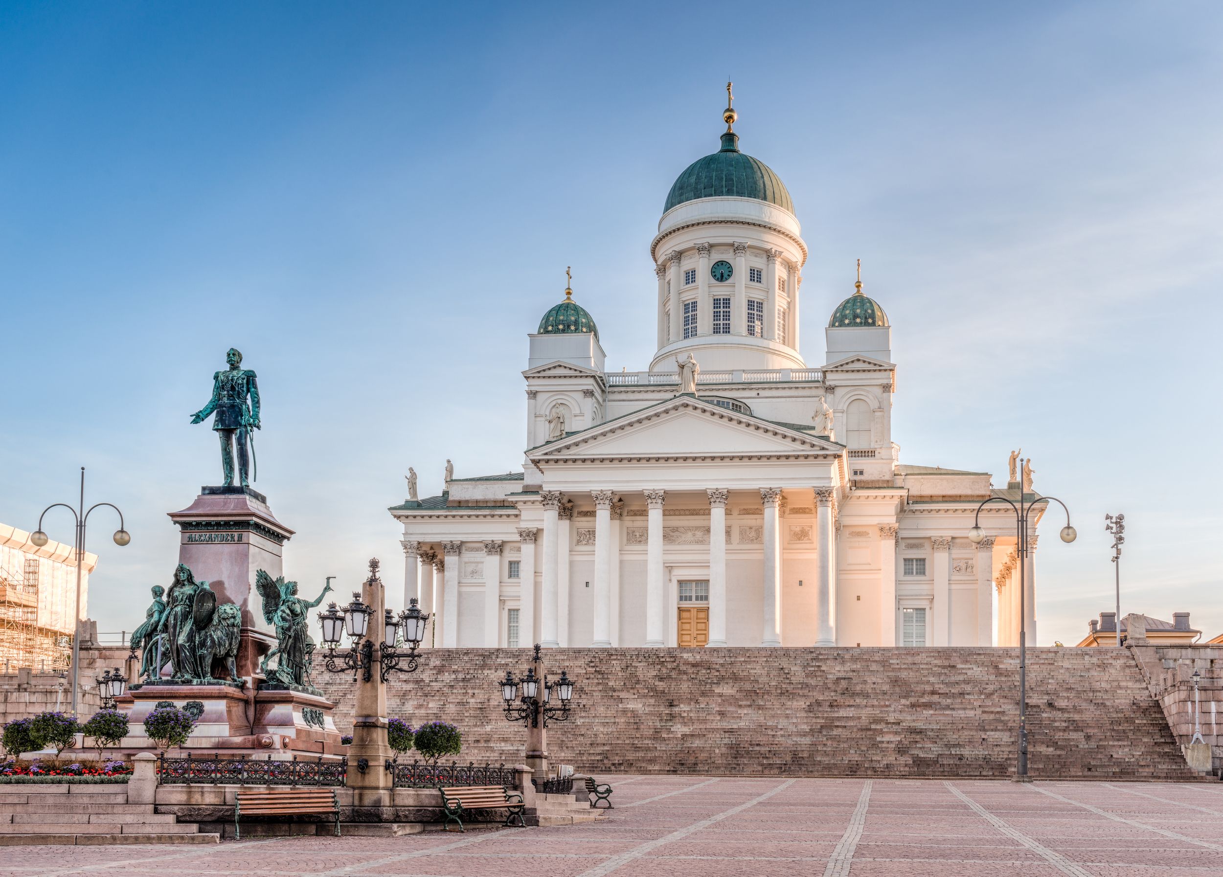 Helsinki Cathedral on early morning sun light