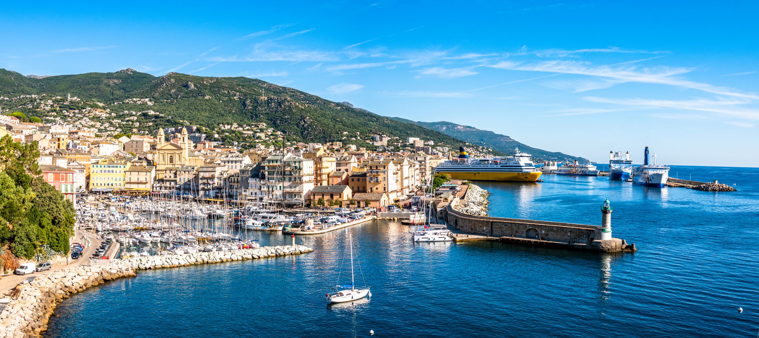 famous old town and harbor of bastia on corsica