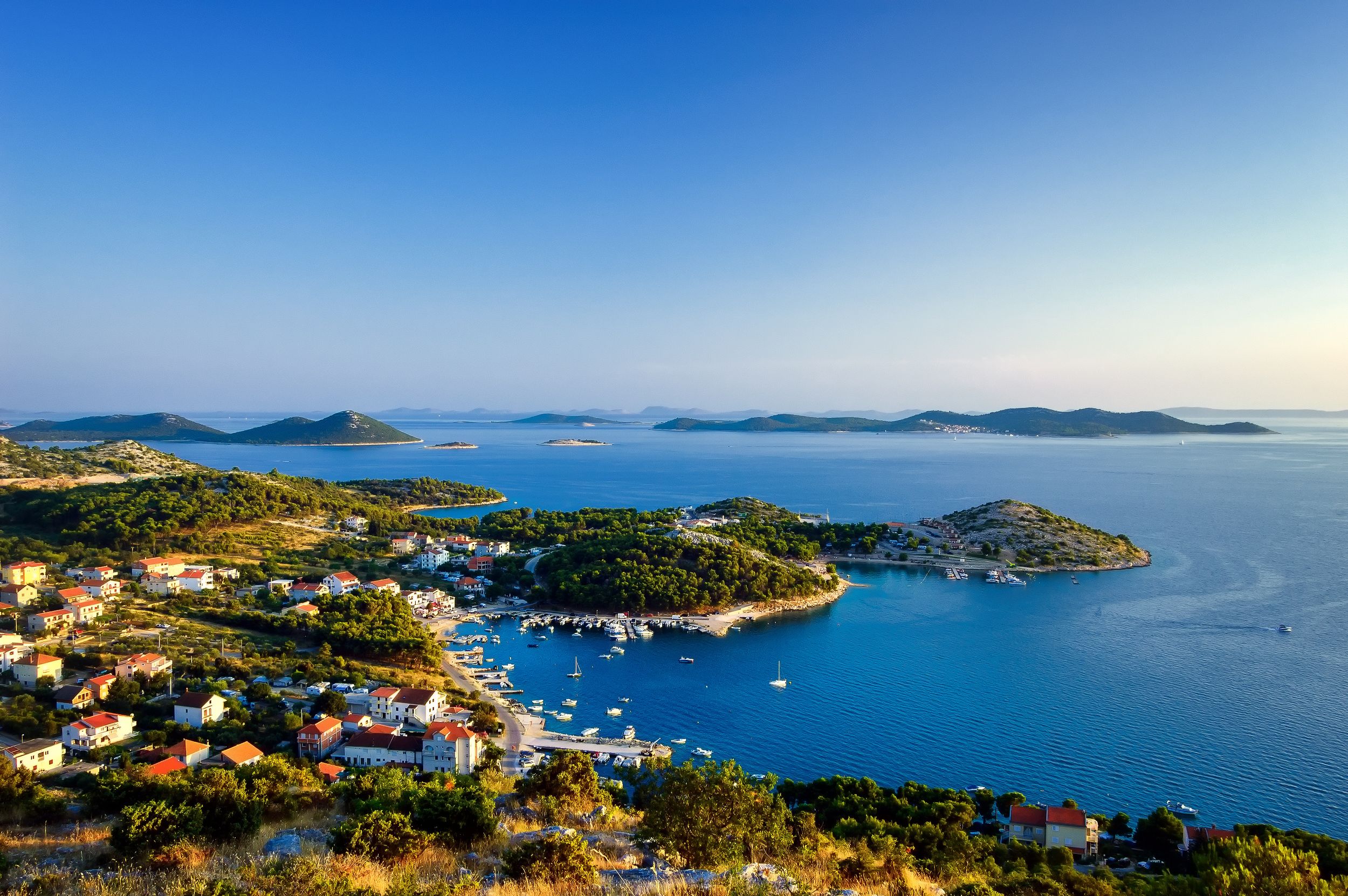 Amazing Kornati archipelago of Croatia. Northern part of Dalmatia. Sun