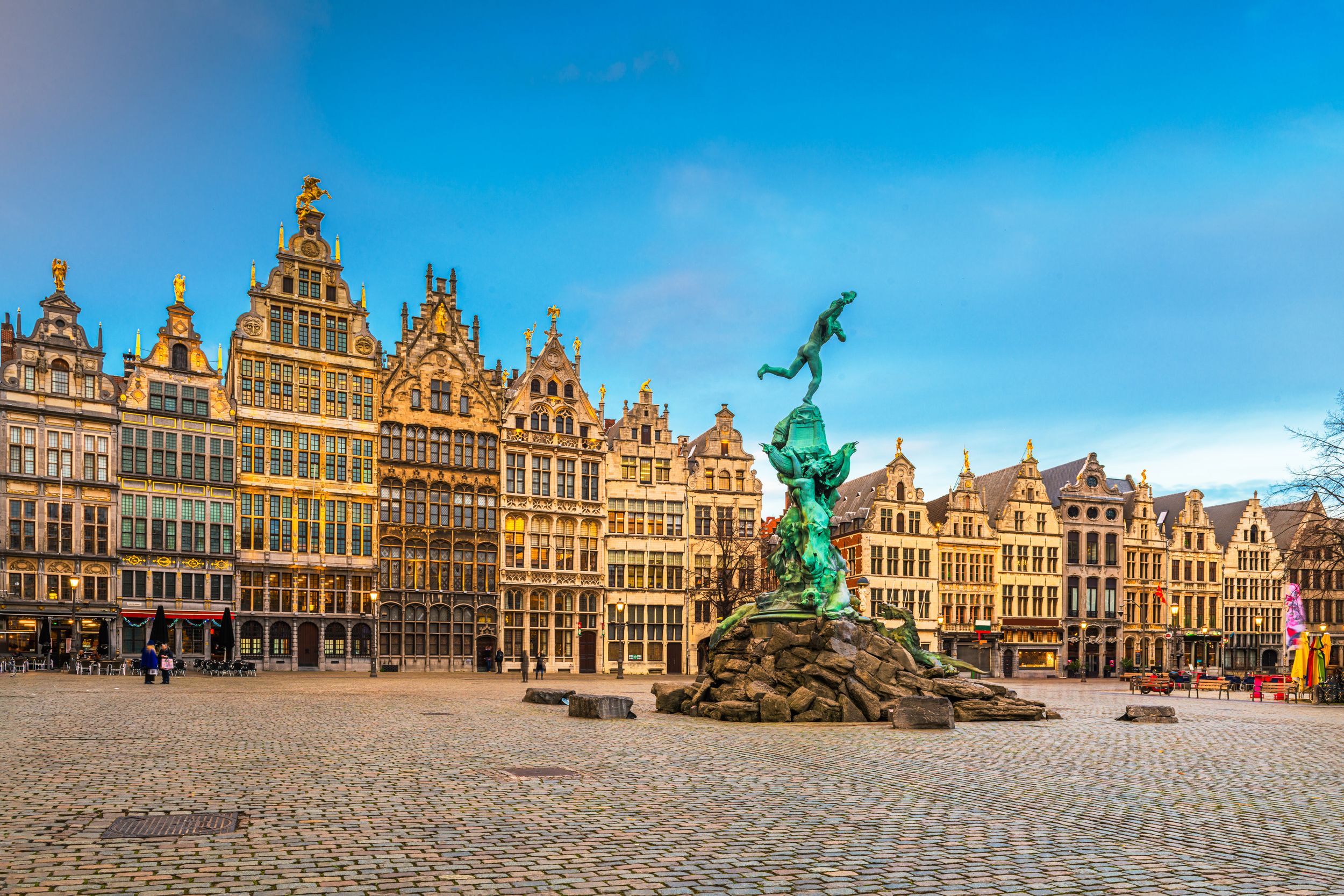 Grote Markt of Antwerp, Belgium at twilight.