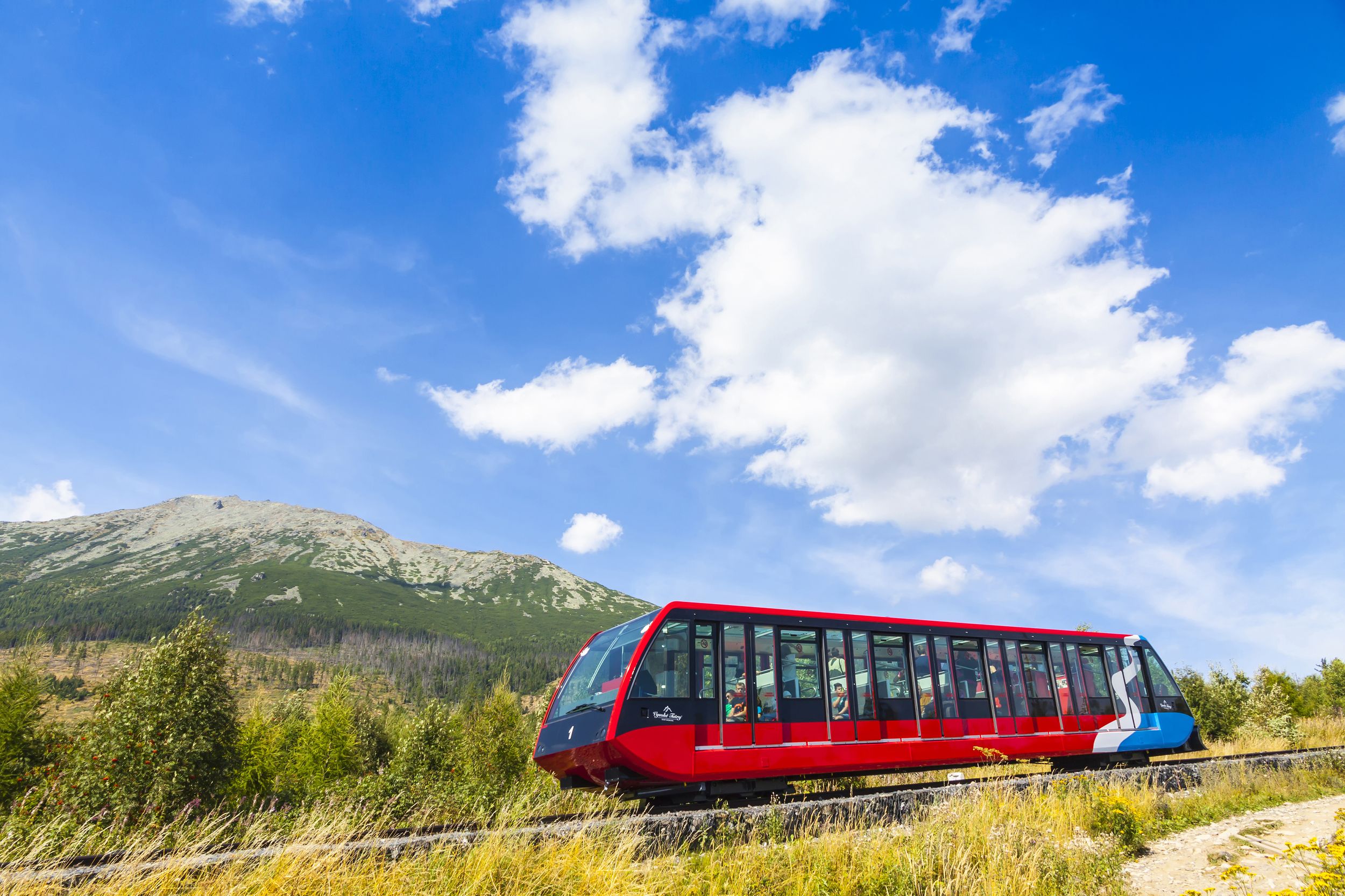 HIGH TATRAS, SLOVAKIA - AUGUST 28, 2015: Cable railway from Stary Smok