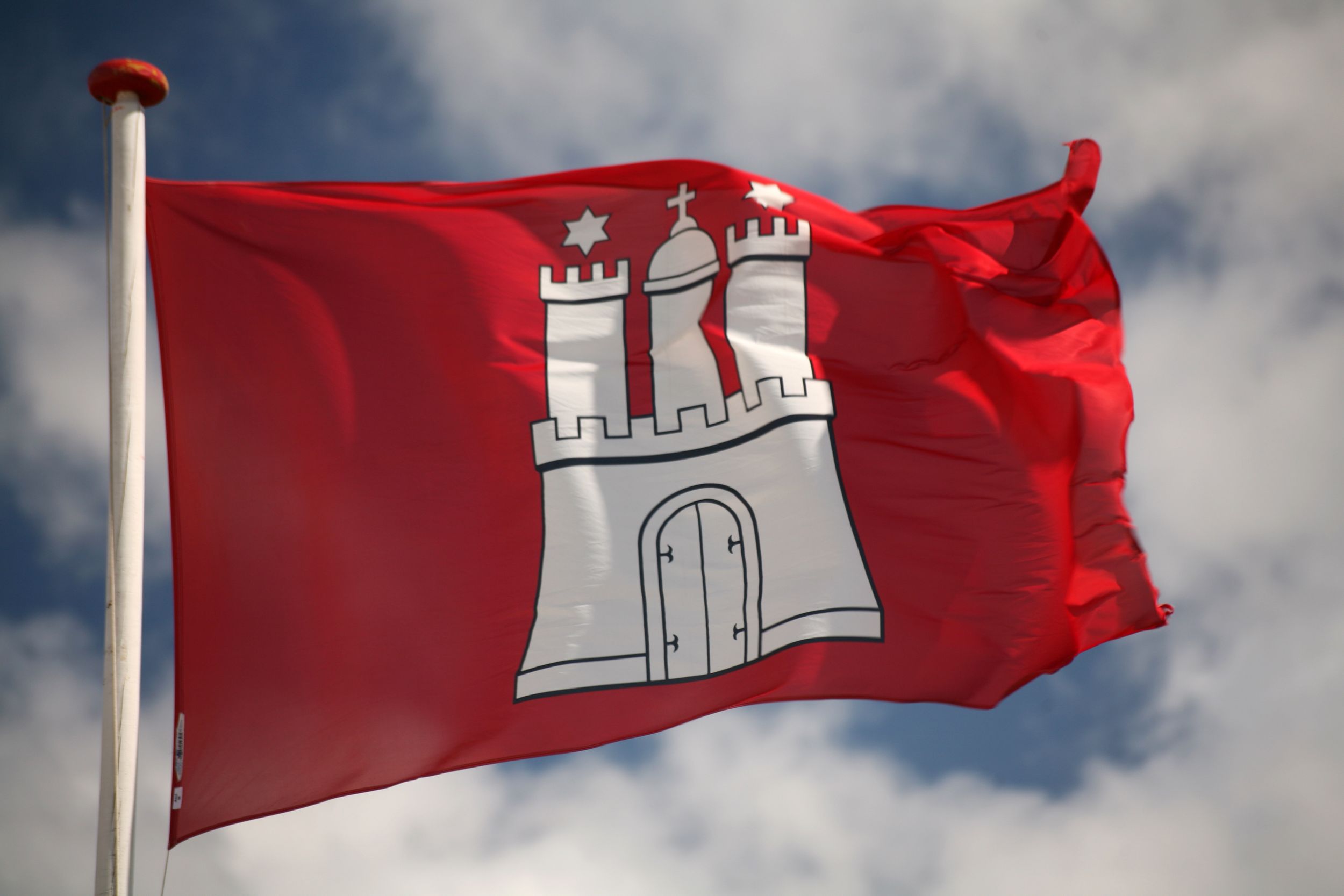 Fahne des deutschen Bundeslandes Hamburg