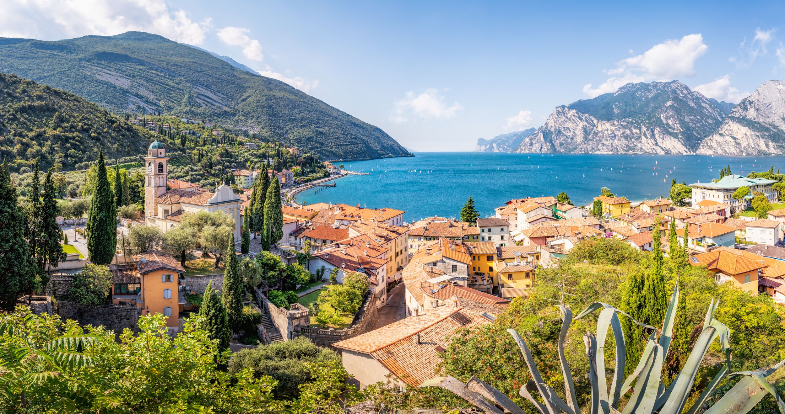 Panoramic view over Torbole, Lago di Garda, Trentino, Italy