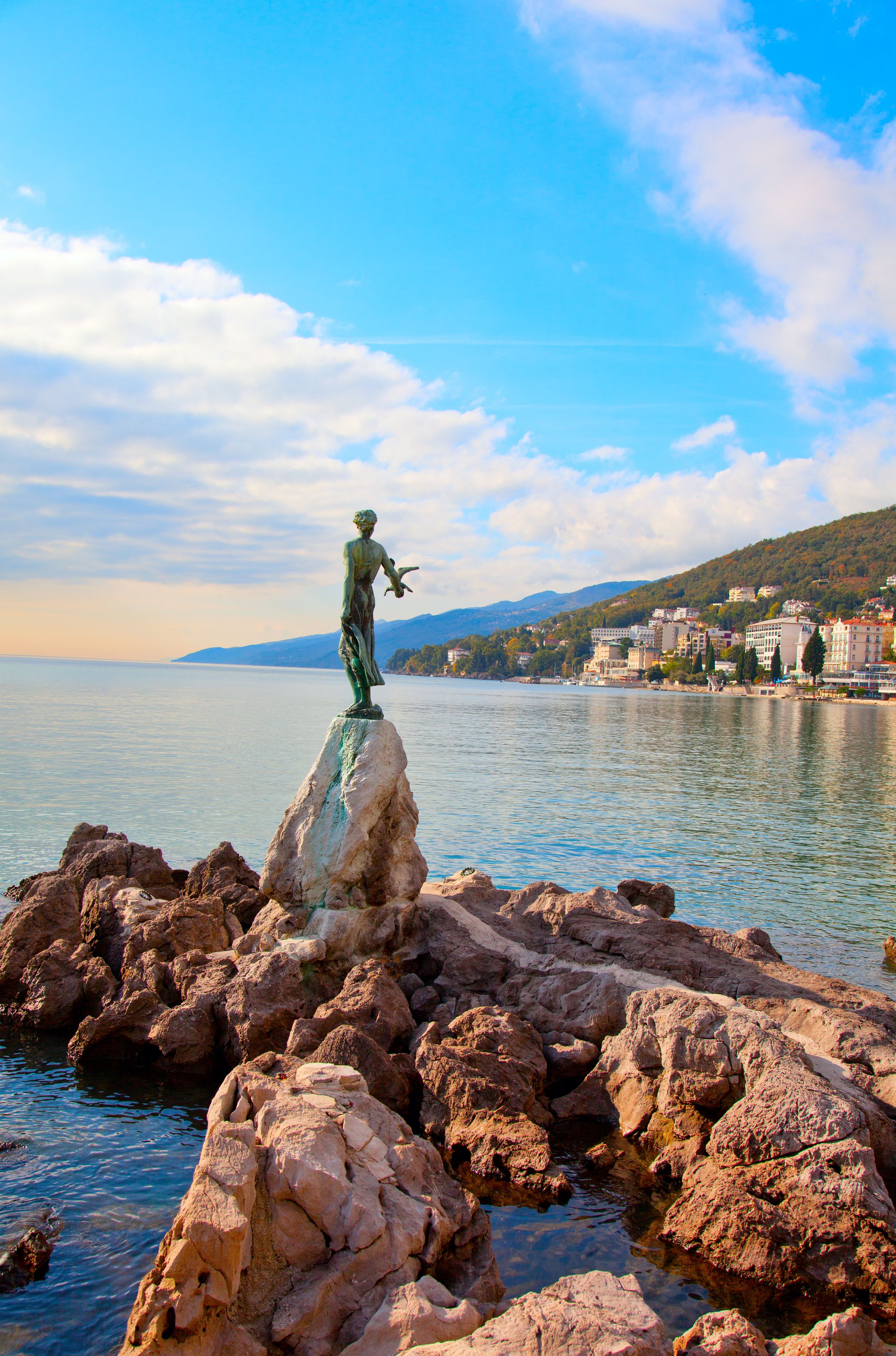 Opatija in Croatia. Sculpture of the woman with the sea.