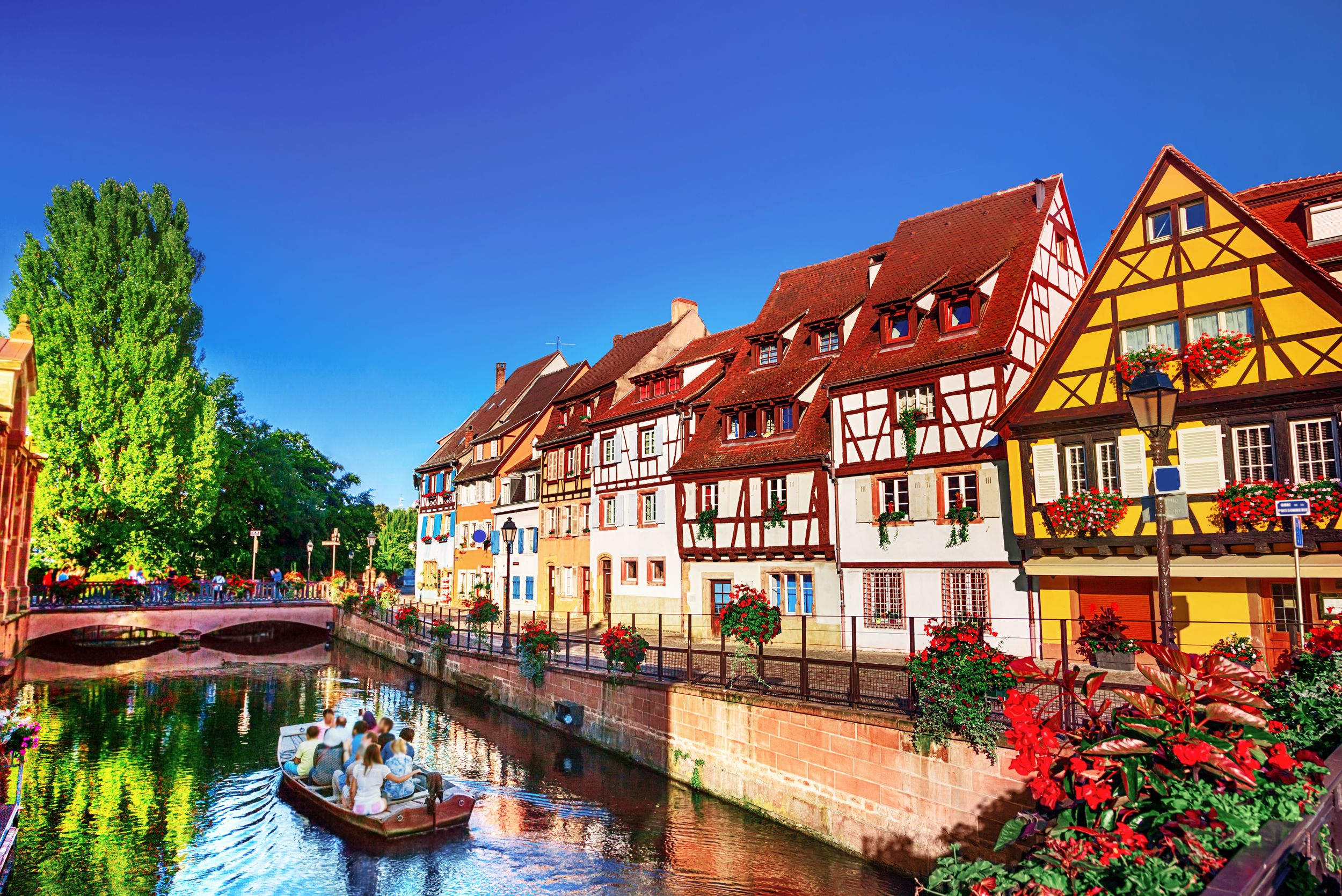 The traditional buildings in the old town of Colmar.