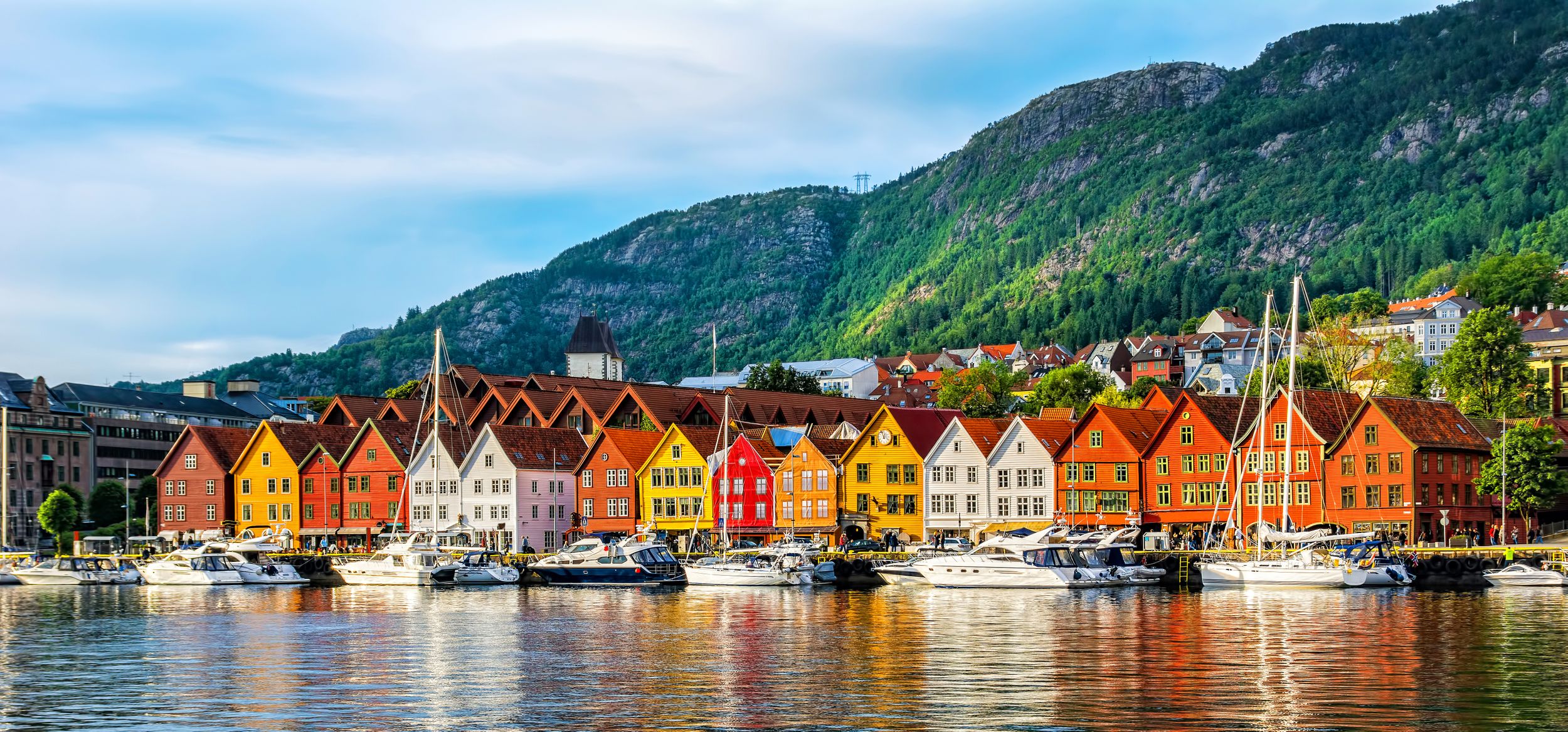 Bergen, Norway. View of historical buildings in Bryggen- Hanseatic wha