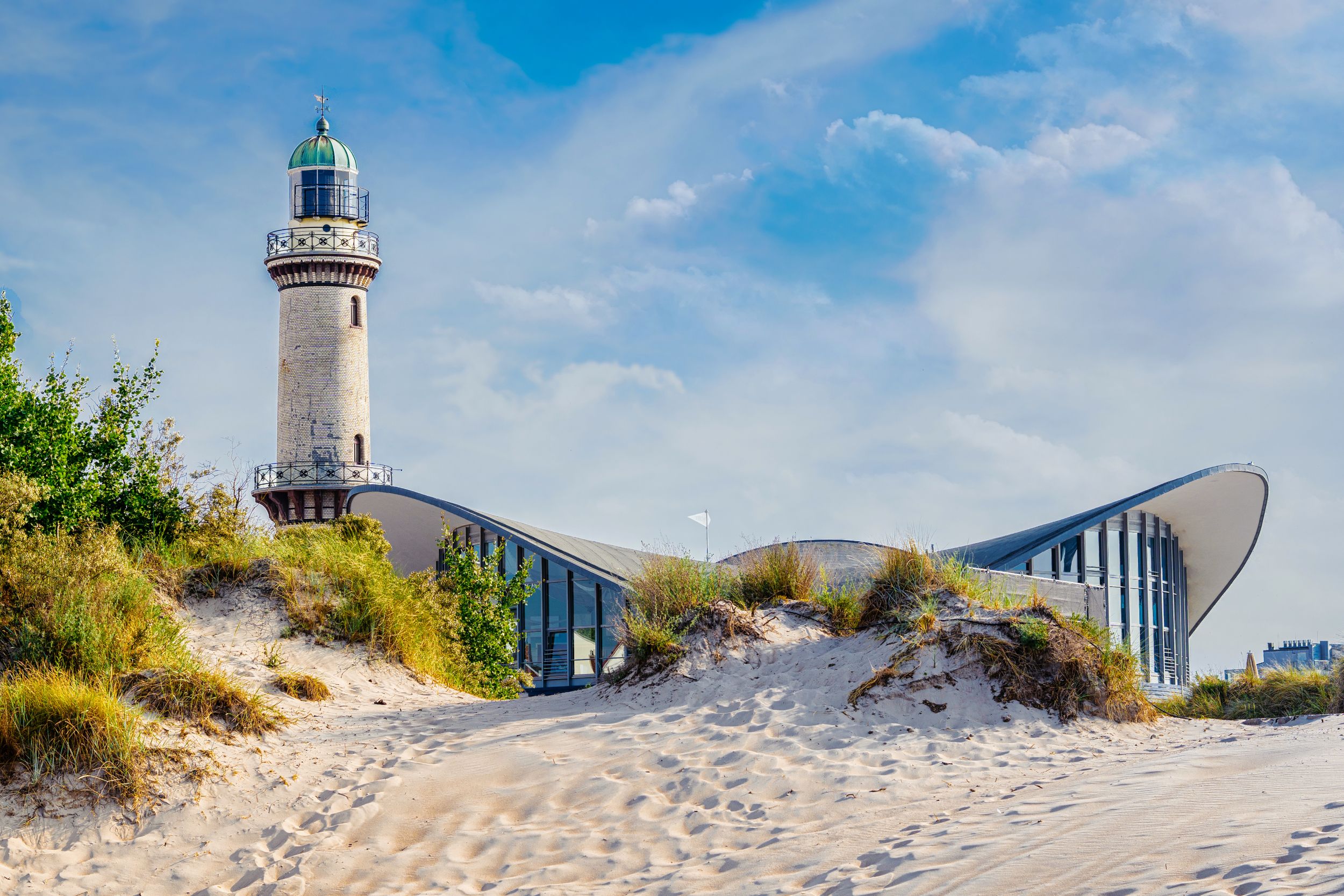 lighthouse in Warnemuende Rostock. Germany baltic sea vacation