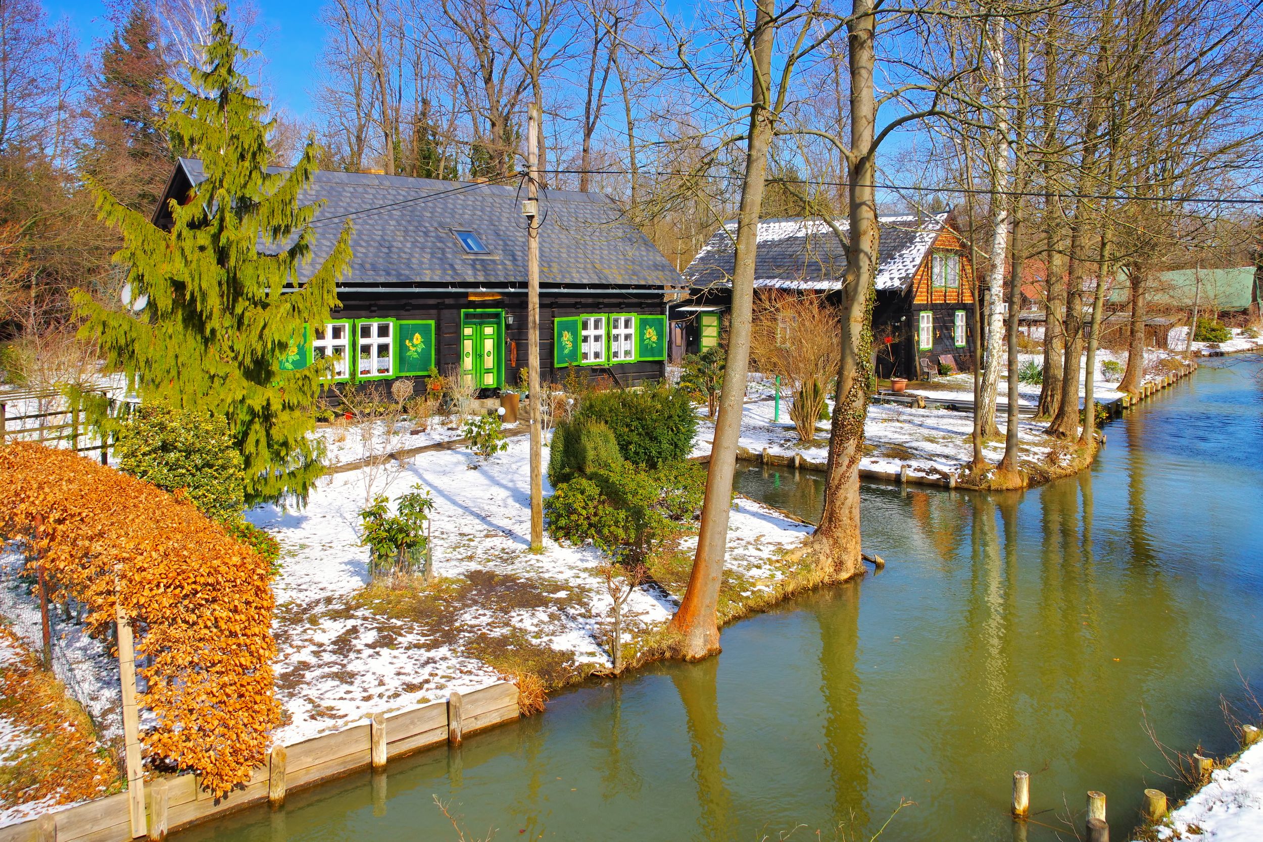 Lehde im Winter - Lehde in Spreeforest in cold winter, Brandenburg