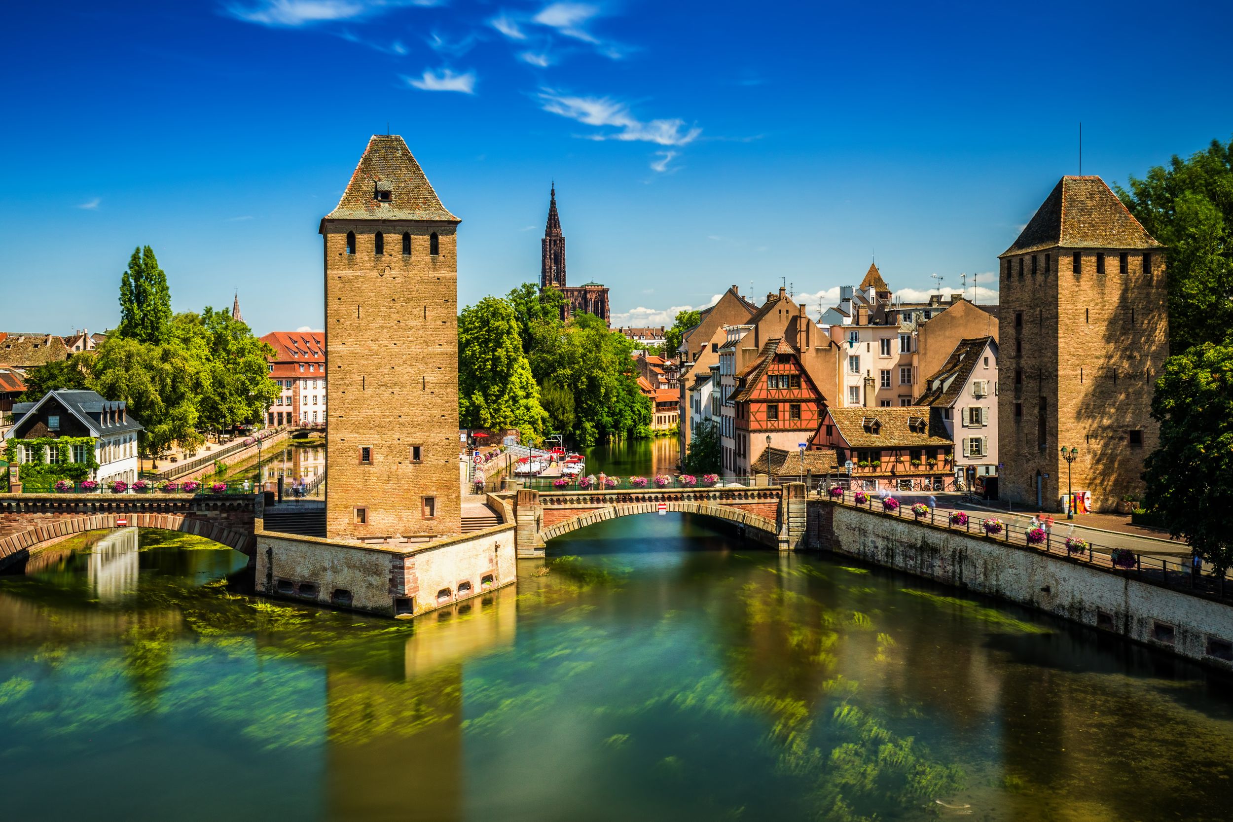 STRASBOURG, FRANCE - August 2019 - Old city center of Strasbourg town 