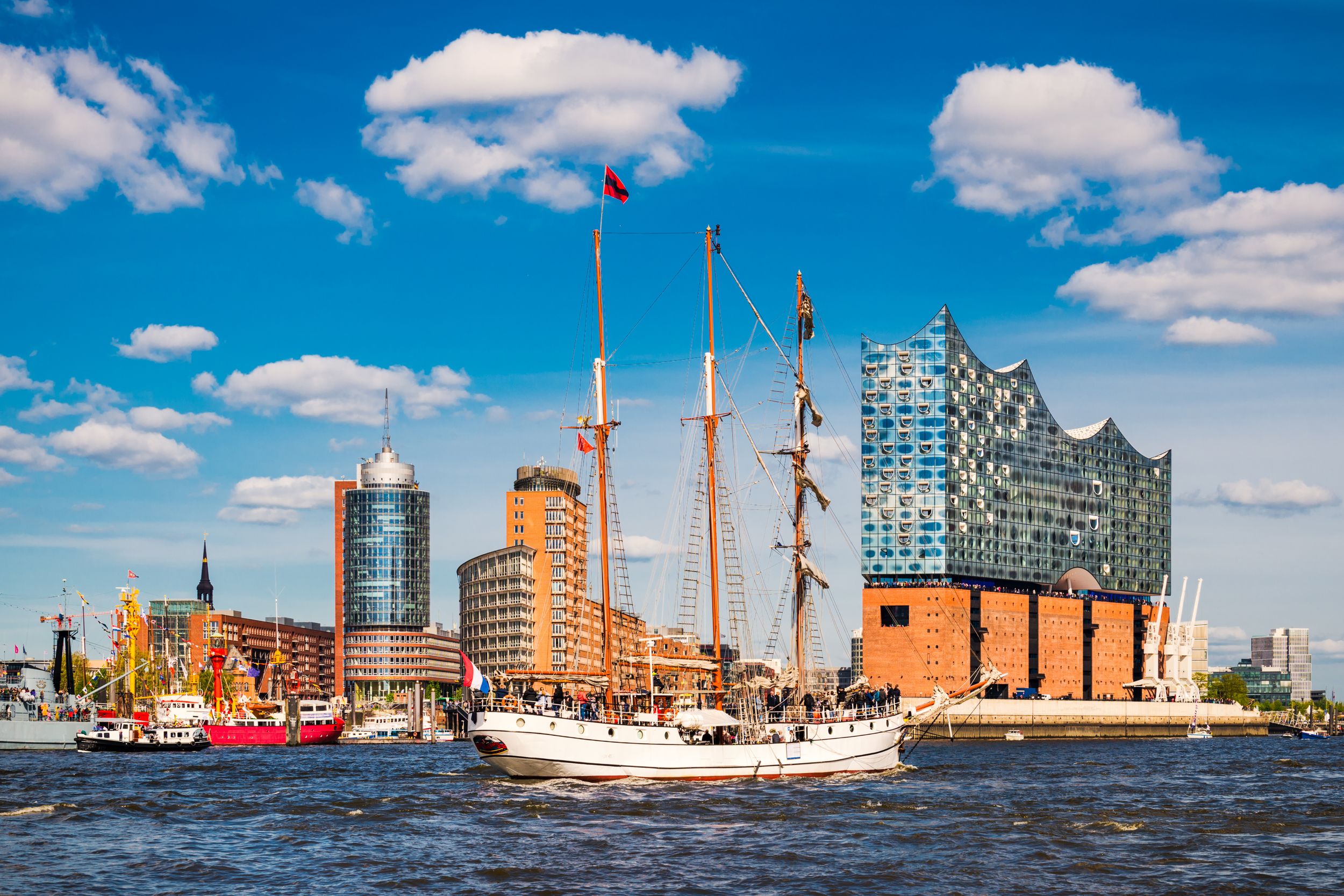 Port of Hamburg, Germany with Elbphilharmonie