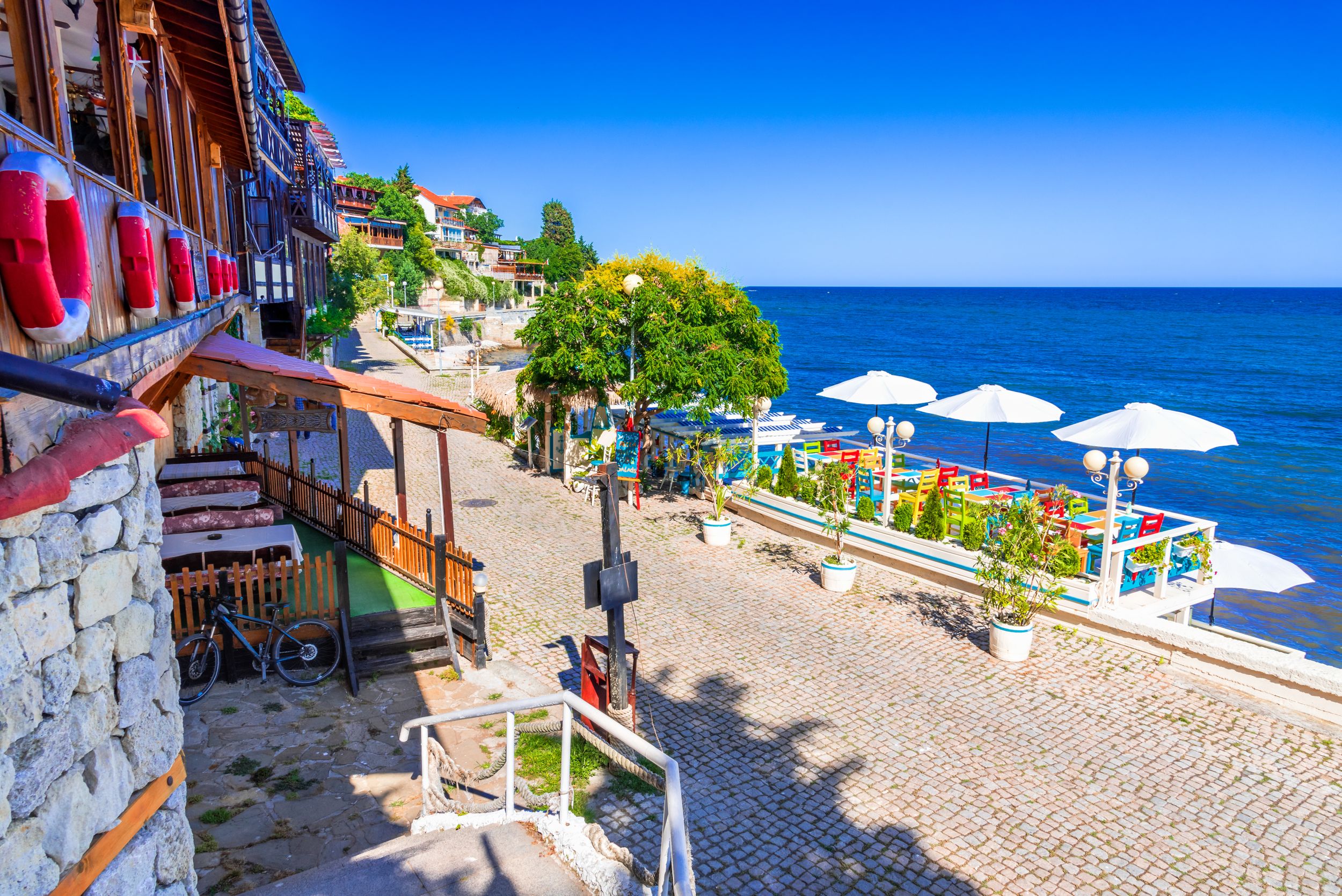 Nesebar, Bulgaria. Msembria ancient city on the Black Sea coast Burgas