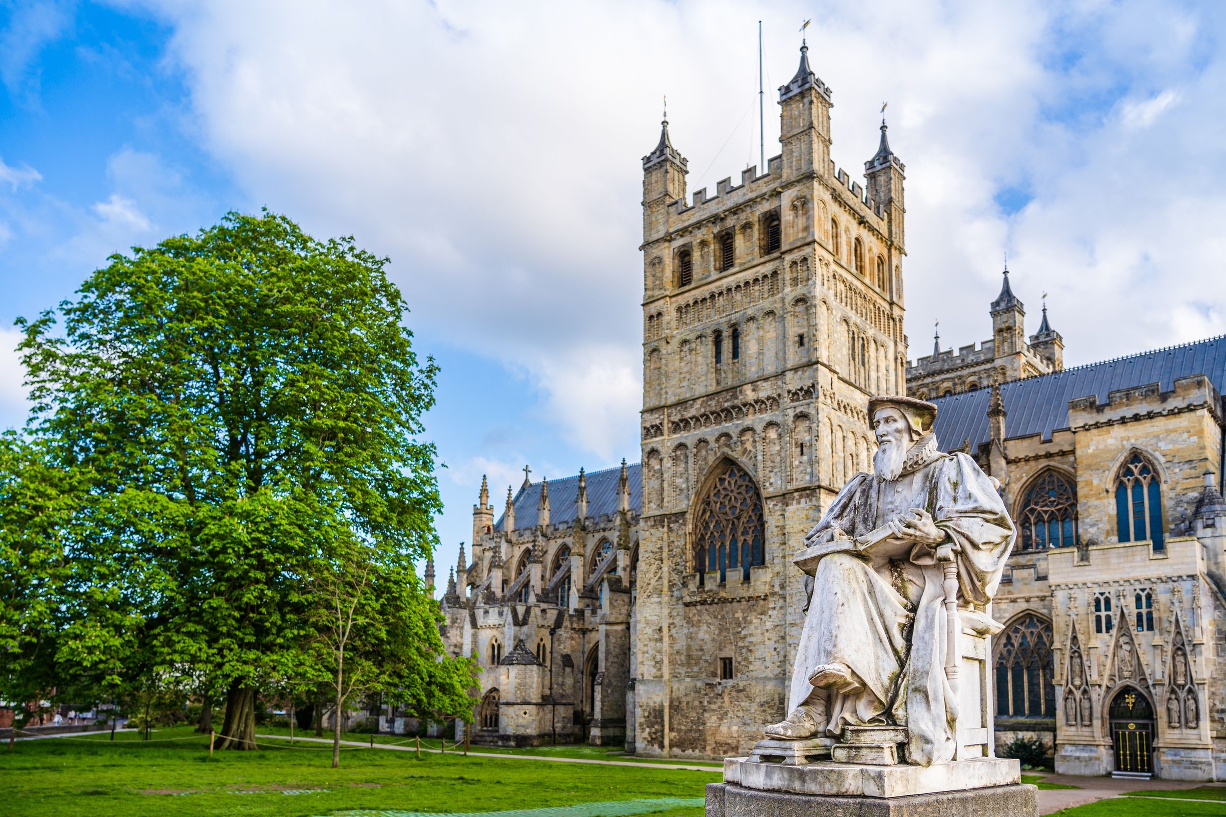 Exeter, Devon, England, UK: Statue of Richard Hooker (1553 - 1600) in
