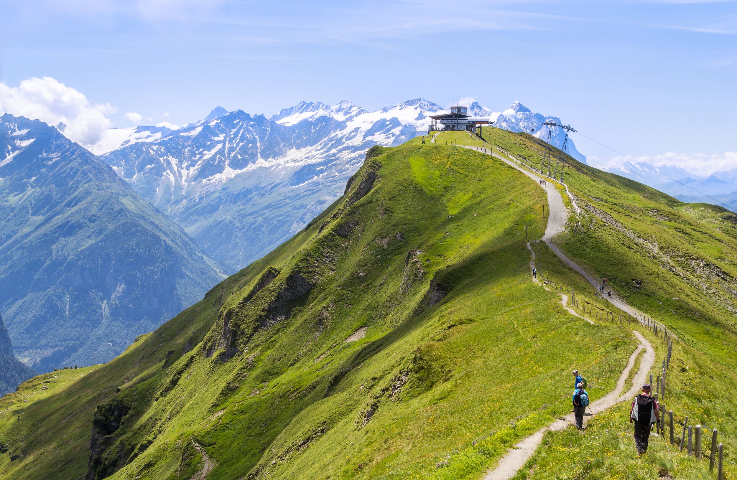 Hasliberg, Switzerland - July 19 2020: The mountain top panorama resta