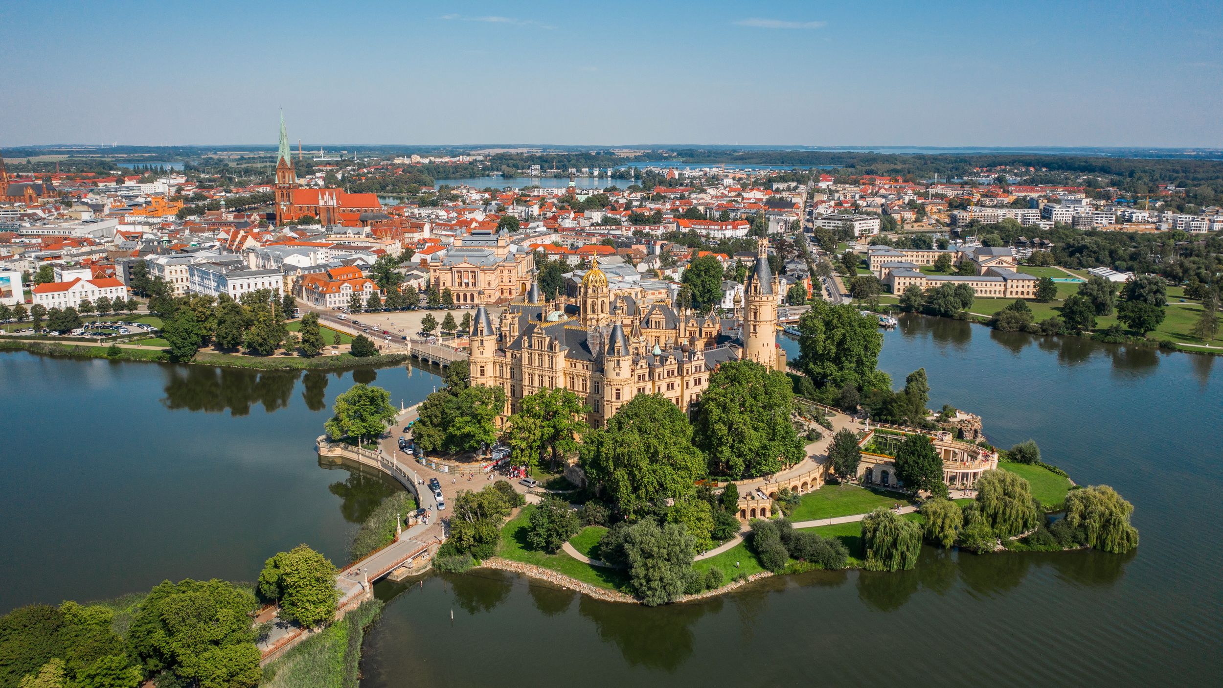 Aerial view of Schwerin Castle In Germany