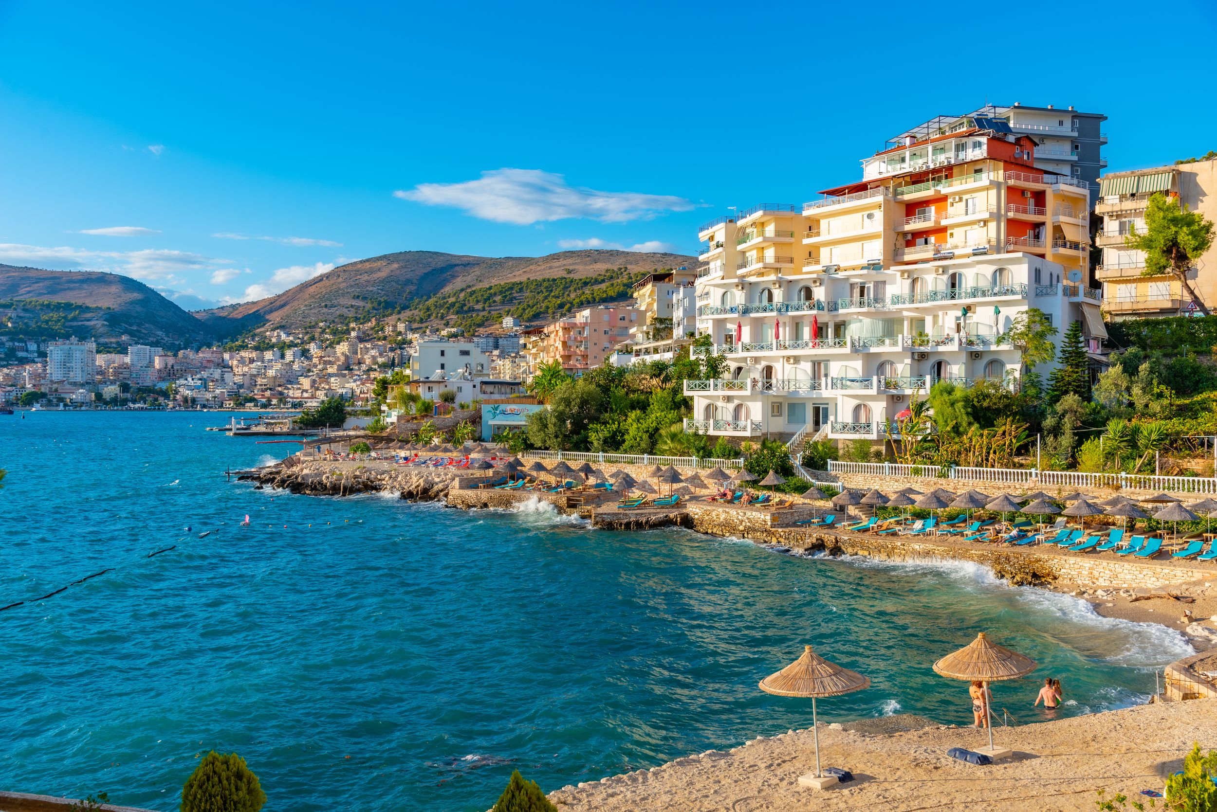Seaside view of Albanian town Sarande