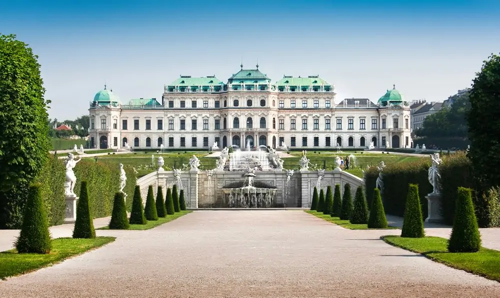 Beautiful view of famous Schloss Belvedere, built by Johann Lukas von 