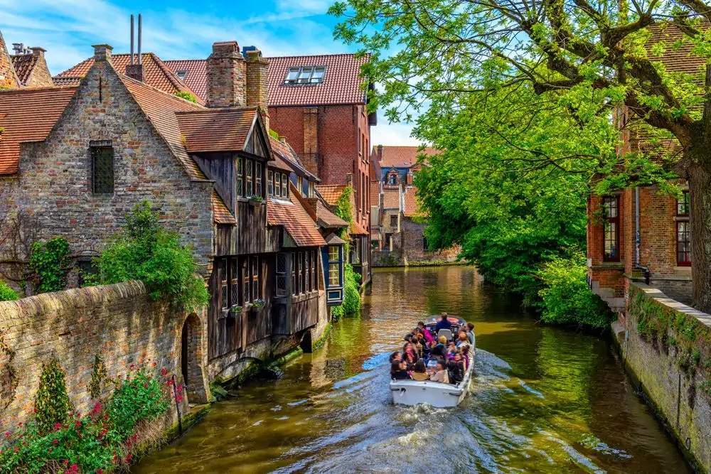 Classic view of the historic city center of Bruges (Brugge), West Flan