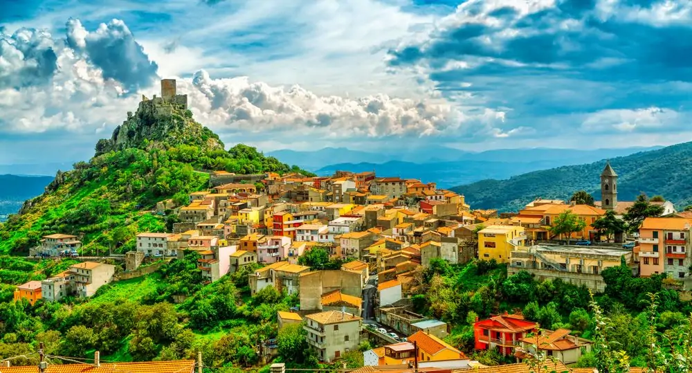 View of Goceano's castle in Burgos, Sardinia, italy. Sardinia architec
