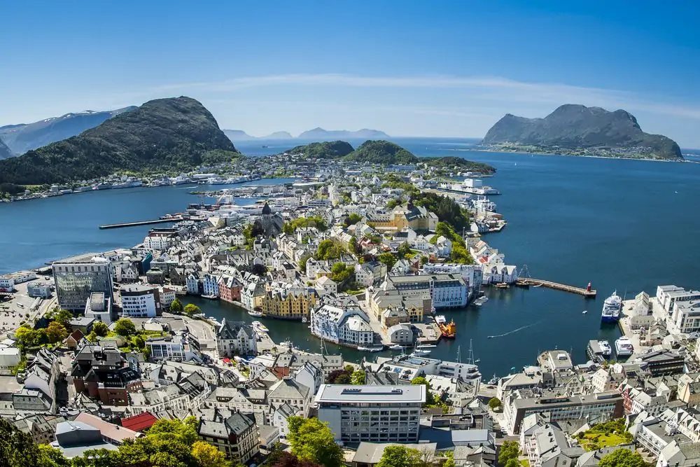Alesund, rebuilt city after a fire in Norway