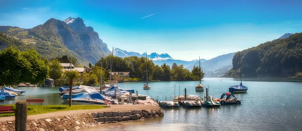 Switzerland June 01 2019: Walensee lake